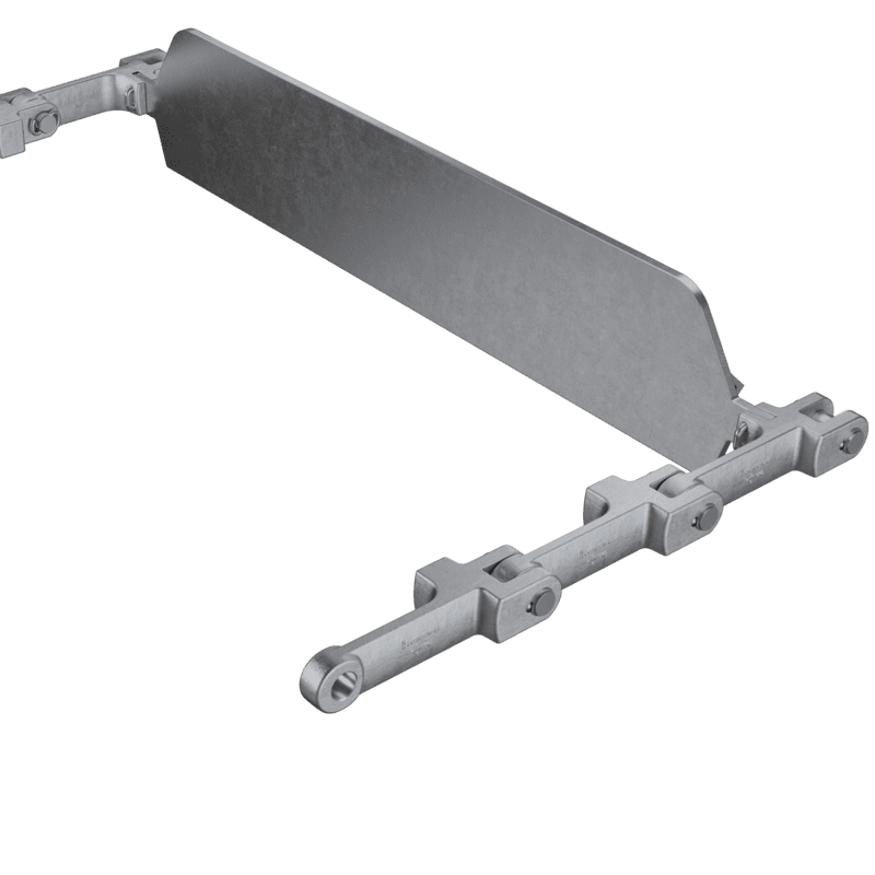 Doppelstrang Gabellaschenkette mit geschmiedetem Nocken für horizontale und schräge Förderung von mittel- bis grobkörnigen Schüttgütern