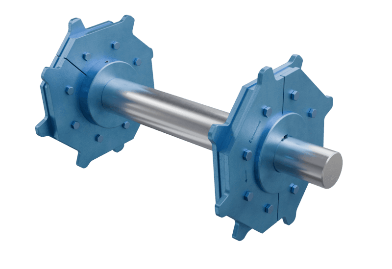 Doppelstrang Umlenkwelle mit zwei Kettenrädern zur Umlenkung des Kettenantriebs