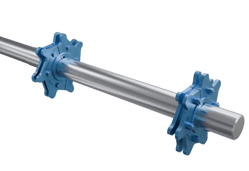 Zweistrang Antriebswelle mit zwei Kettenrädern für einen mechanischen Kettenantrieb