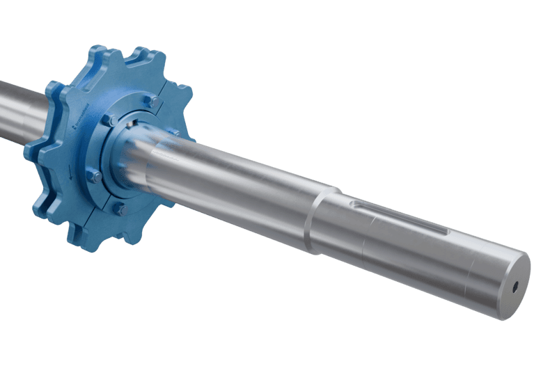 Einstrang Antriebswelle mit einem Zahnrad und einer Nut für die mechanische Kraftübertragung