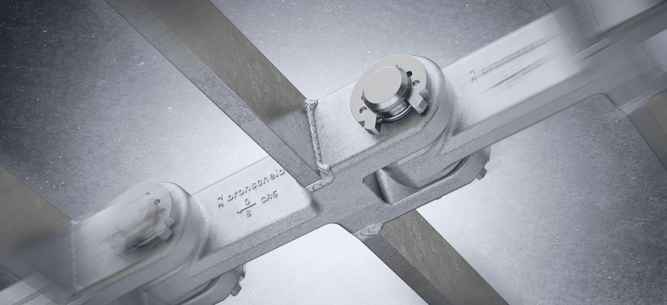 Einstrang Gabellaschenkette im Detail: robustes T-Glied aus Vierkantstahl
