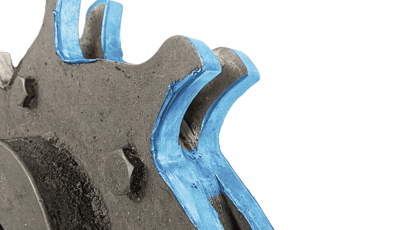 Typical wear areas on the sprocket