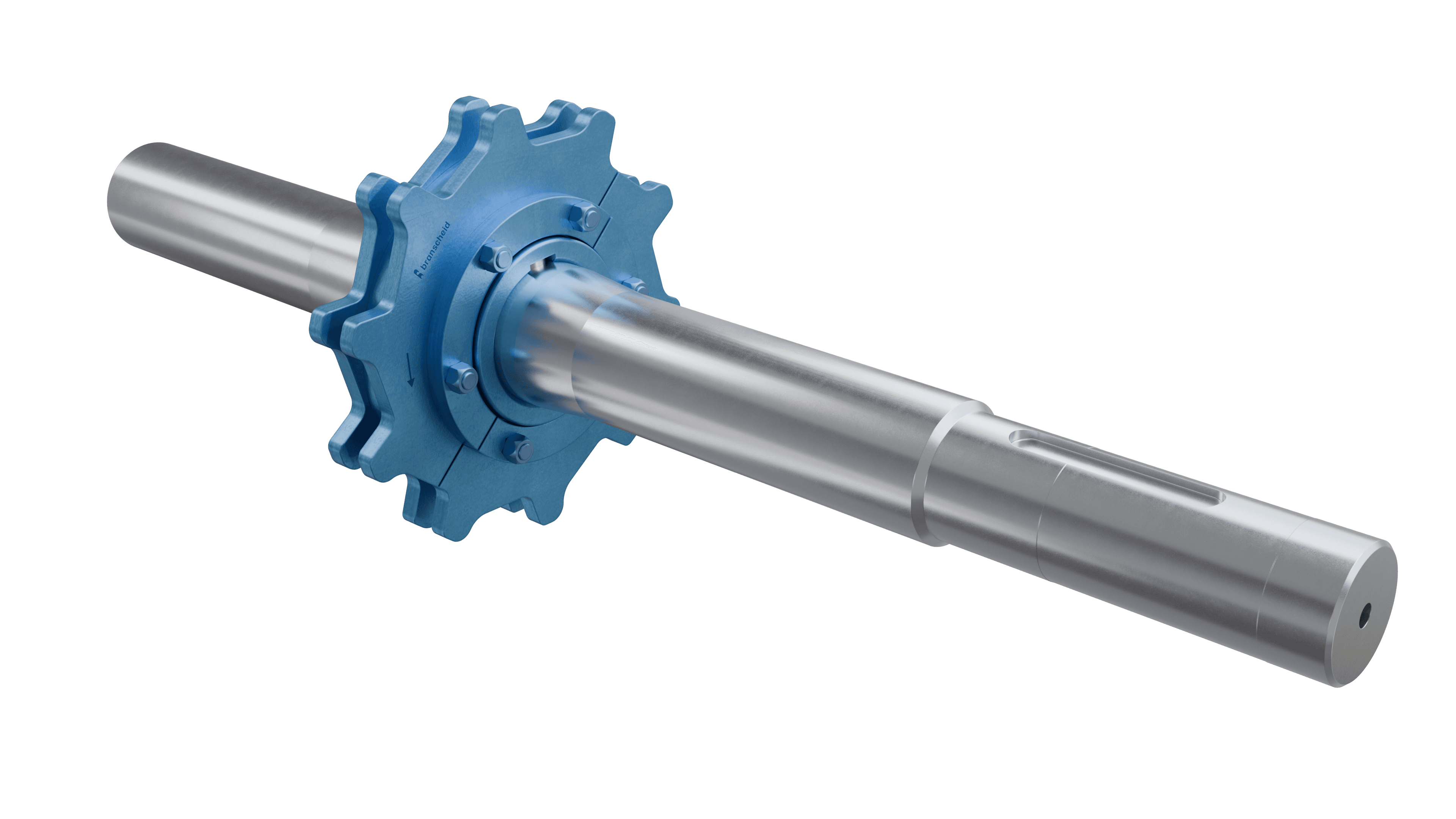 Einstrang Antriebswelle mit einem Zahnrad und einer Nut für die mechanische Kraftübertragung